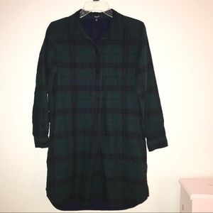 Madewell Shirt Dress Plaid Green Black size Medium